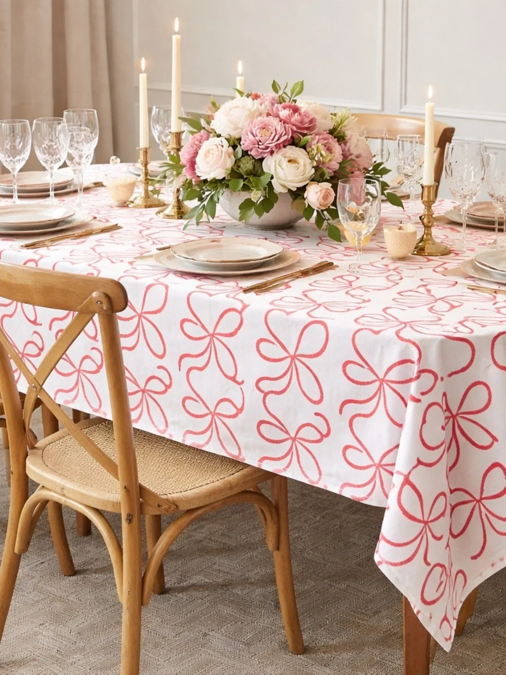 Kate Spade Pink Bows Tablecloth New in Package
